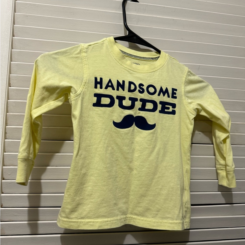 Carter’s Little Boys Long Sleeve Yellow Top “Handsome dude” EUC